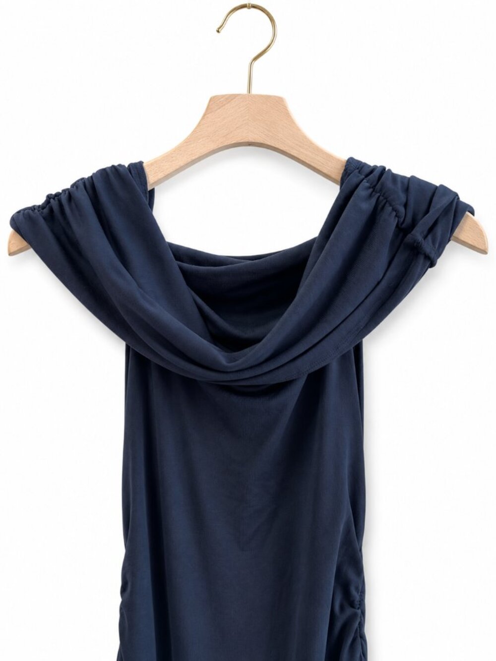 Lioness Navy Blue Off-Shoulder Pleated Maxi Dress - Picture 15 of 15